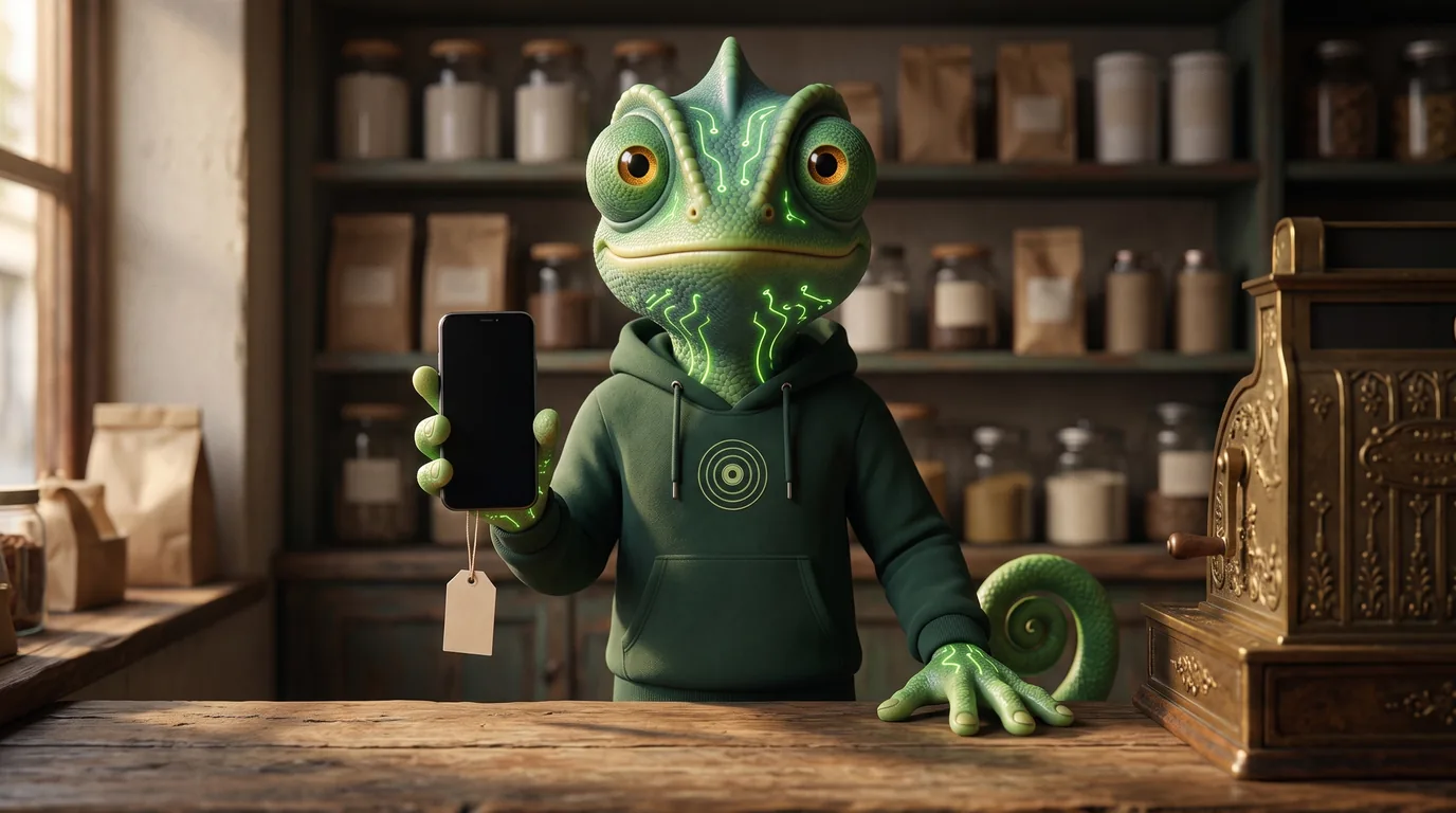 Calajan con smartphone mostrando chat de WhatsApp con agente IA